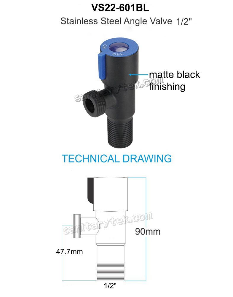 Black stainless steel angle valve Black stainless steel angle valve