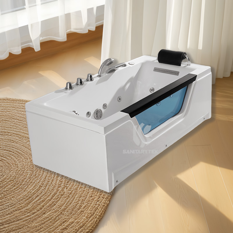 Clear Glass Sides Rectangular Acrylic Whirlpool Bathtub Clear Glass Sides Rectangular Acrylic Whirlpool Bathtub