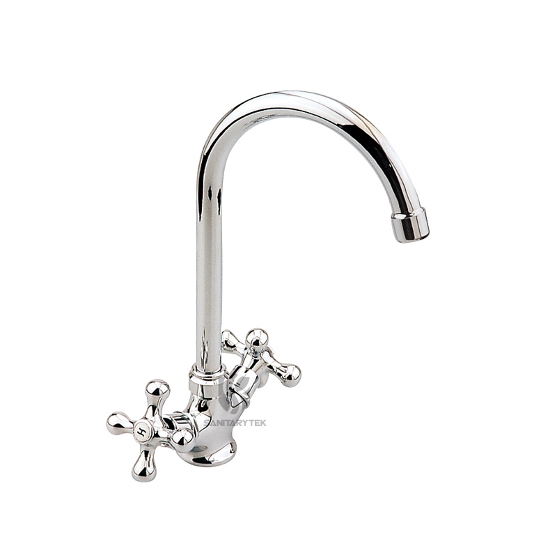 Single-hole unit for sink with P-like swivel spout Single-hole unit for sink with P-like swivel spout