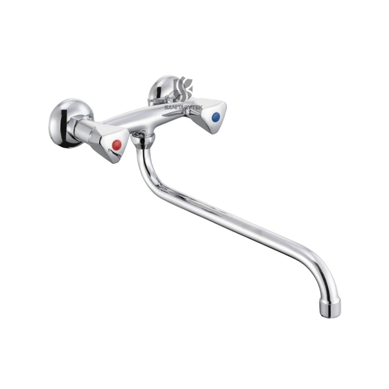Wall mounted sink mixer with adjustable spout Wall mounted sink mixer with adjustable spout