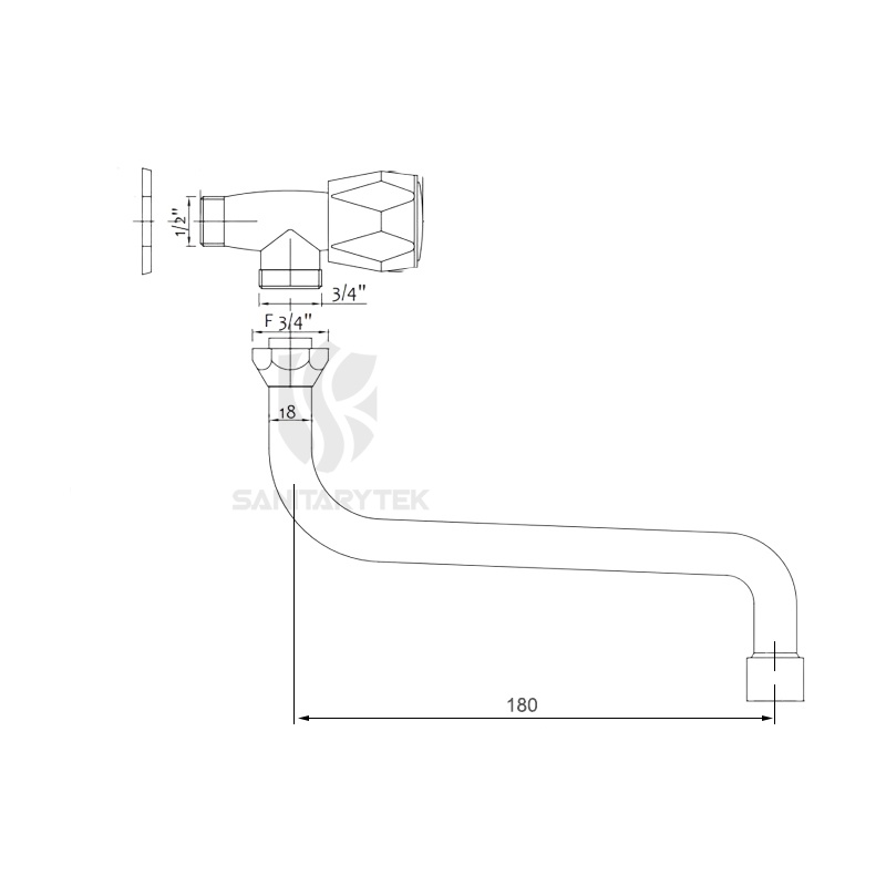 Wall sink tap with S spout Wall sink tap with S spout