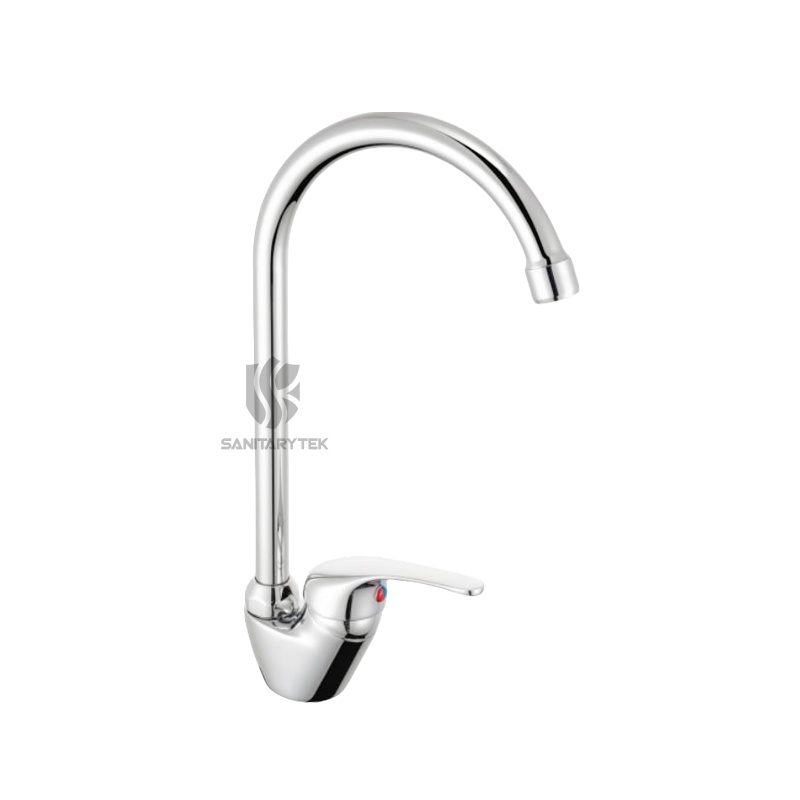 Single lever sink mixer deck mounted with high swivel spout Single lever sink mixer deck mounted with high swivel spout
