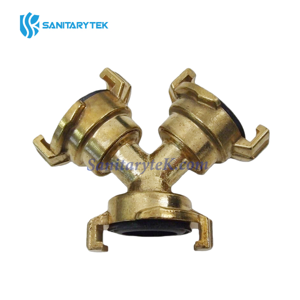 Brass garden hose Y-coupling