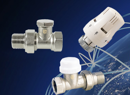 Straight Thermostatic Set - thermostatic valve, lockshields valve, head