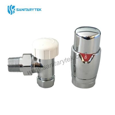 15mm Angled chrome thermostatic radiator valve