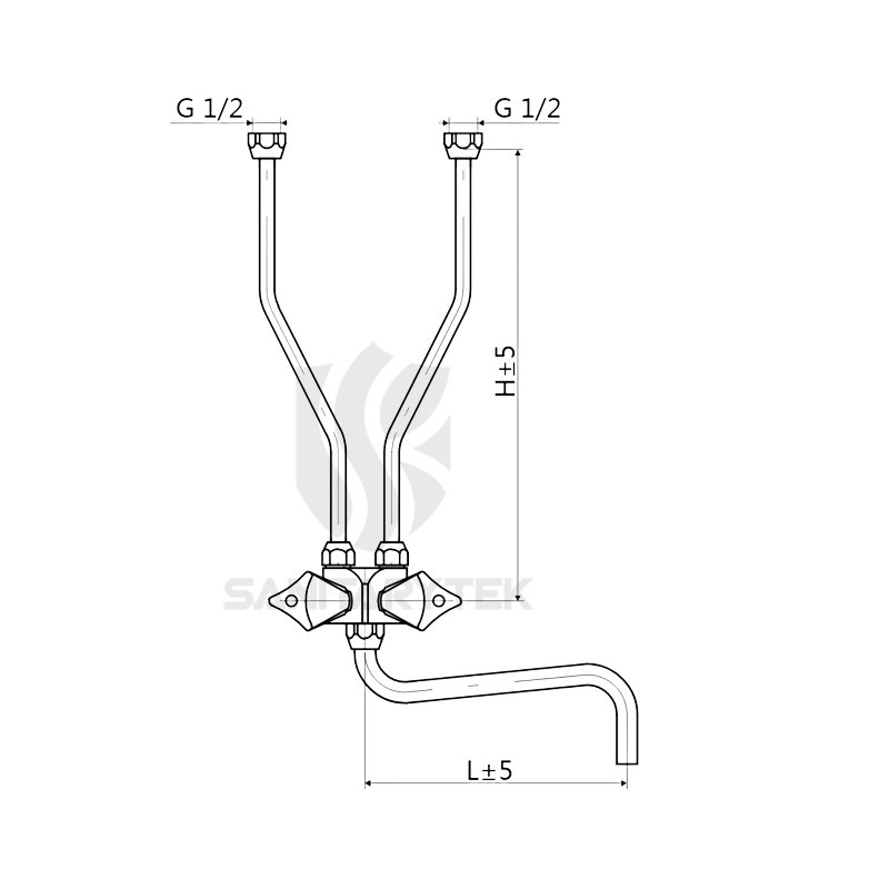 2-Handle sink mixer for water heater