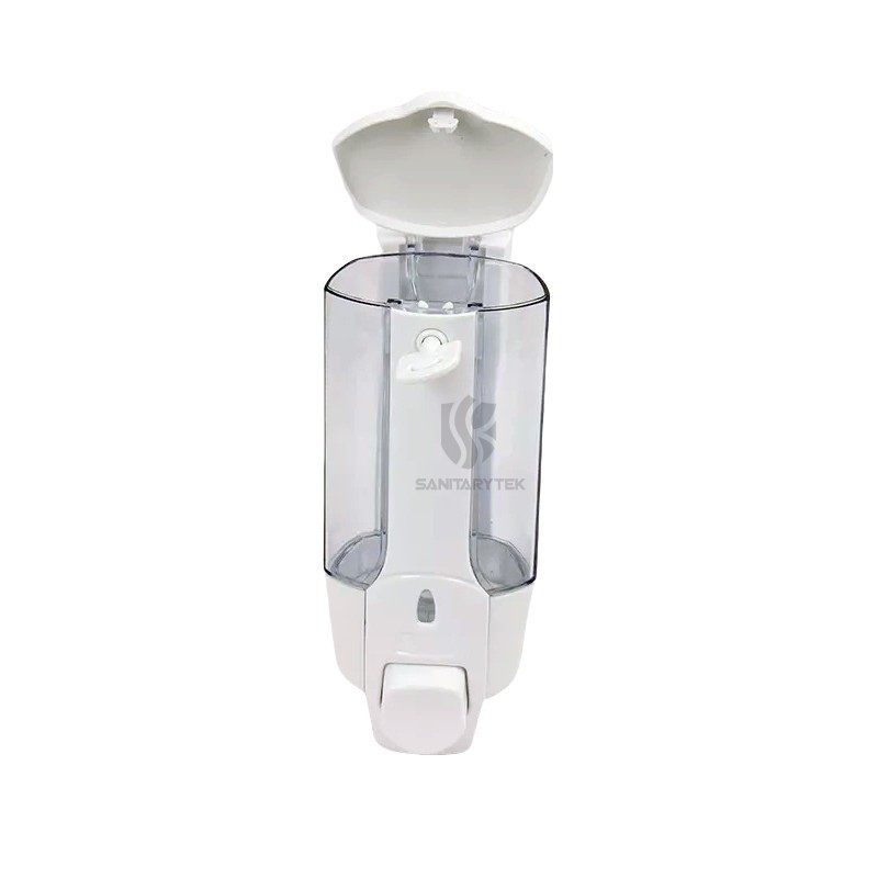 350ml Wall mount liquid soap dispenser with lock, white - Image 3