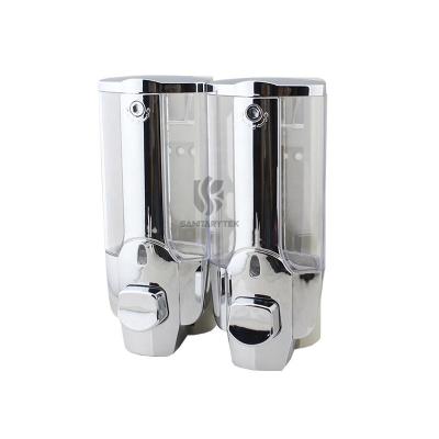 350ml x 2 Wall mount liquid soap dispenser with lock chrome