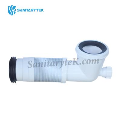 90° Bent flexible extendable toilet pan connector with outlet