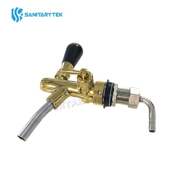 Adjustable beer tap shank G5/8x35mm gold plated