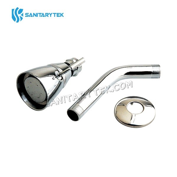 Adjustable shower head with arm and flange, chrome