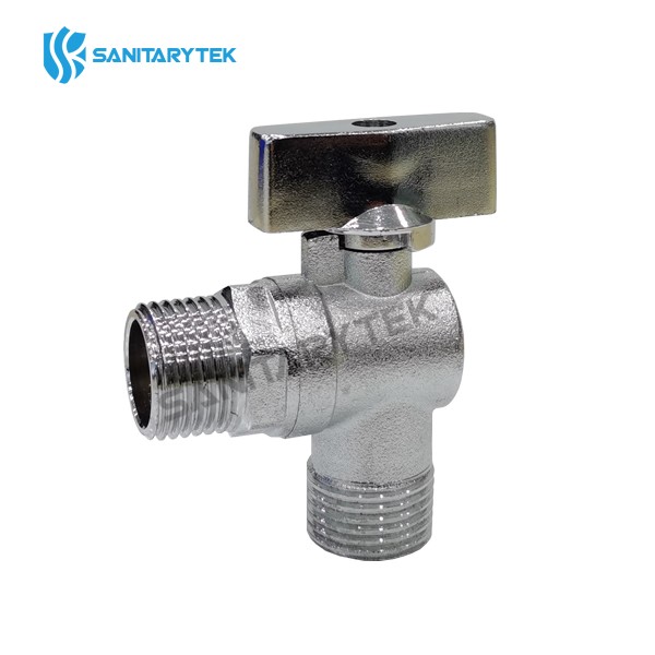 Angle ball valve for washing machine connection with rosette