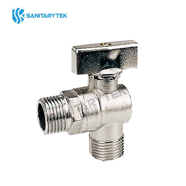 Angle ball valve for washing machine connection with rosette