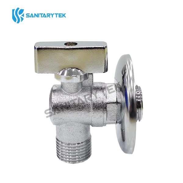 Angle ball valve for washing machine connection with rosette