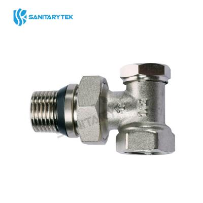 Angle lockshield radiator valve, auto-seal tail piece