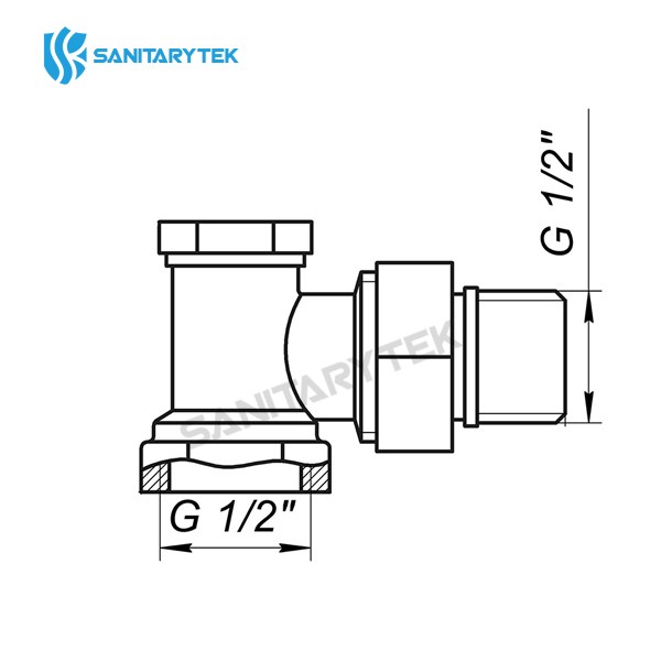Angle lockshield radiator valve, auto-seal tail piece