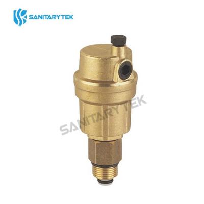 Automatic air vent with check valve, vertical discharge