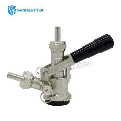 Beer-keg-coupler-D-Type-with-pressure-relief-valve-and-black-lever-handle