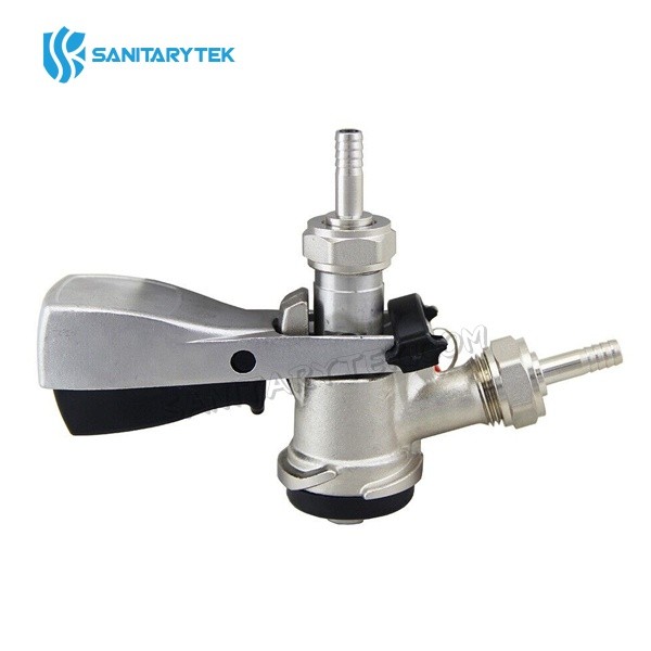 Beer keg coupler D type with safety pressure relief valve