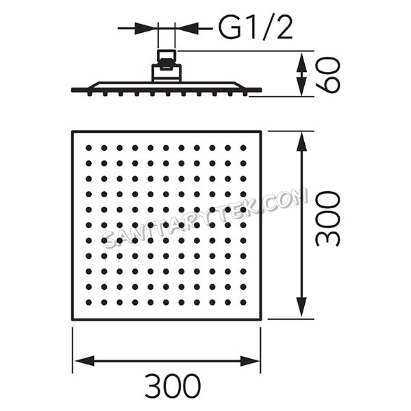 Black stainless steel square thin rain shower head - Image 2