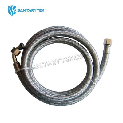 Braided stainless steel connector with elbow