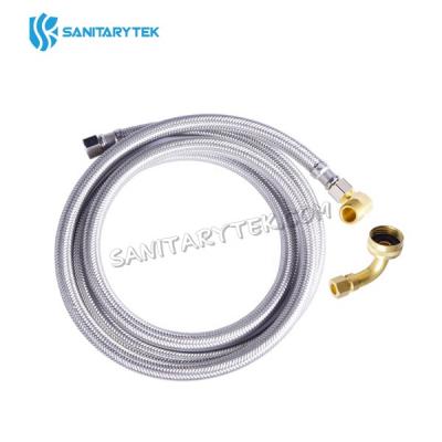 Braided stainless steel dishwasher connector with elbow fittings