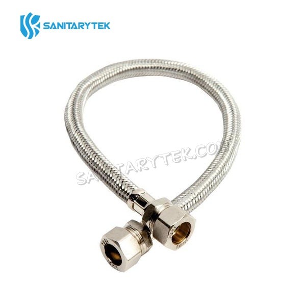 Braided stainless steel flex connector, compression ends