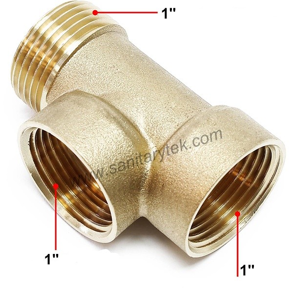 Brass 3 way tee connector