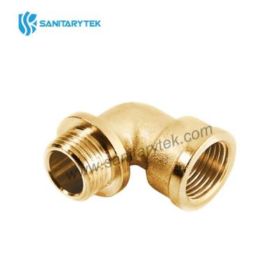 Brass elbow 90° M/F yellow
