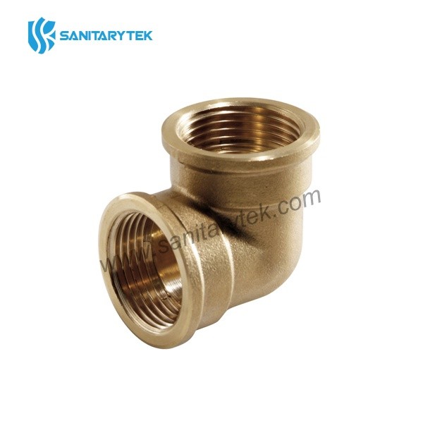 Brass elbow 90° female-female yellow - Image 2