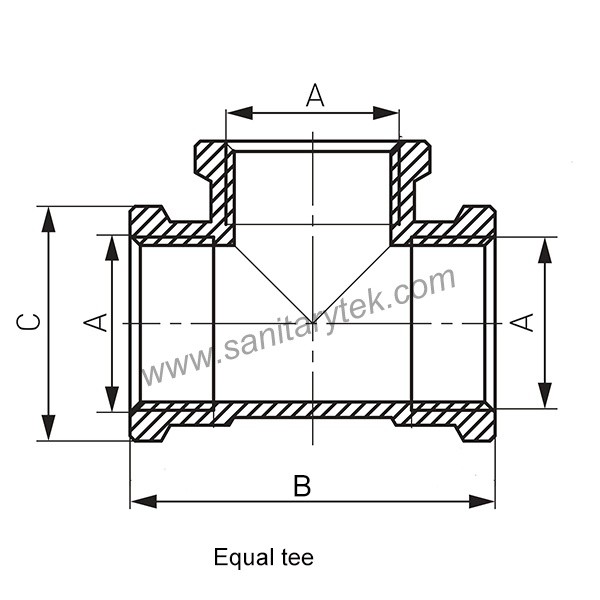 Brass equal tee female thread - Image 3