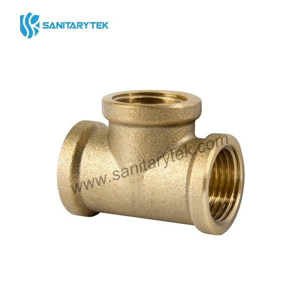 Brass female equal tee yellow