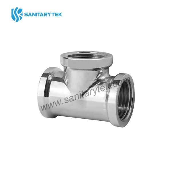 Brass female tee chrome plated