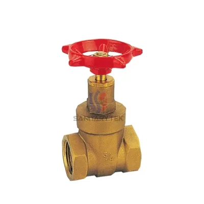 Brass gate valve FxF - red iron handle