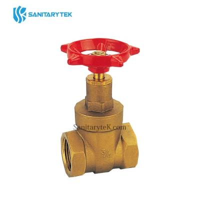 Brass gate valve FxF - red iron handle