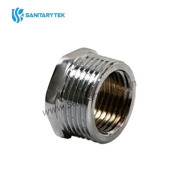 Brass hexagonal bushing M/F chrome plated - Image 2