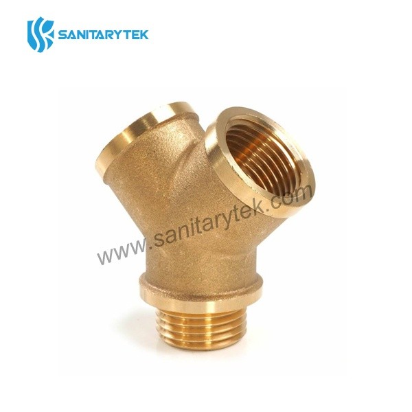 Brass male-female threaded Y-fitting
