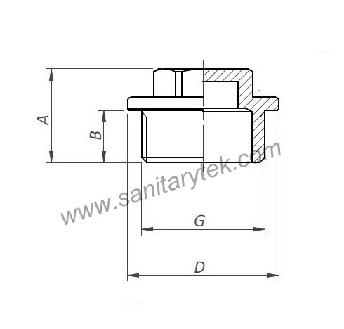 Brass male plug with external hexagon head