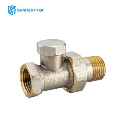 Brass radiator straight return valve for steel pipe