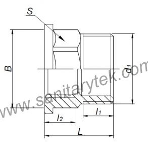 Brass reducing hexagon union male-female - Image 3
