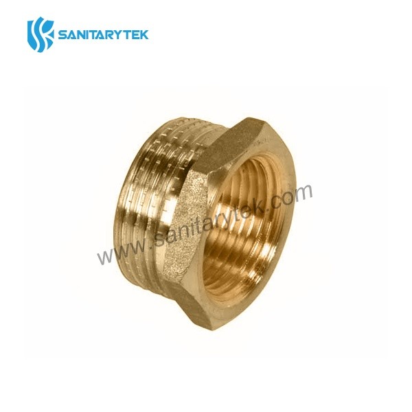 Brass reducing hexagonal bushing male-female yellow
