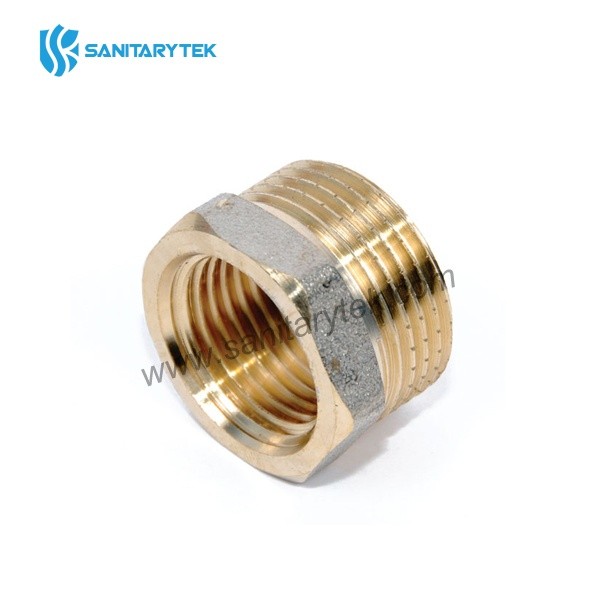 Brass reducing hexagonal bushing male-female yellow