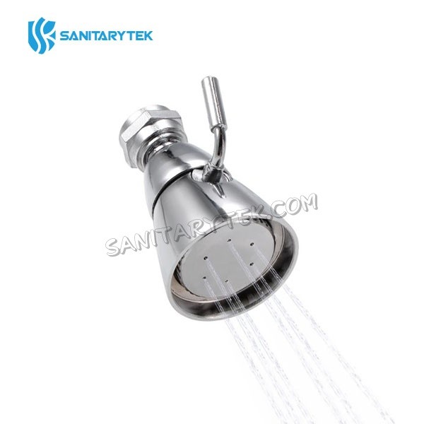 Brass shower head with swivel joint, spray adjustment, chrome