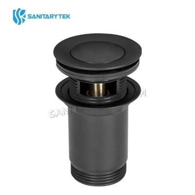 Brass slotted clicker basin waste with overflow, small plug, black