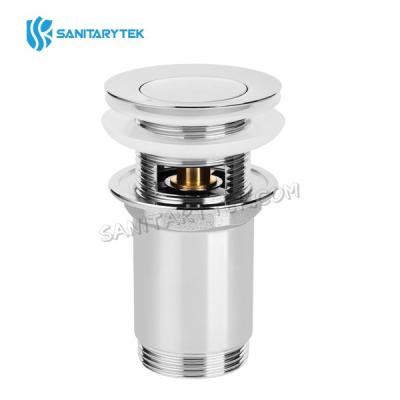 Brass slotted clicker basin waste with overflow, small plug, chrome