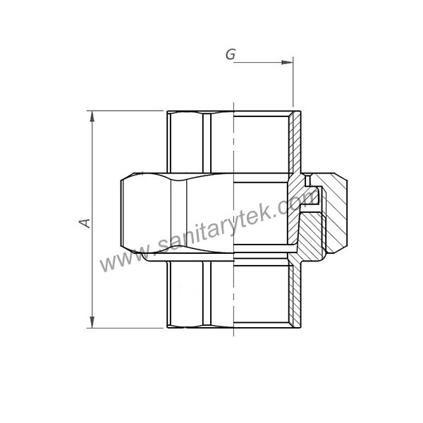 Brass straight female threaded union 3 pieces - Image 3