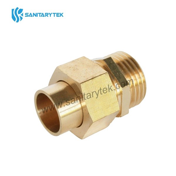 Brass straight union connector in 3 pieces MxC - Image 2