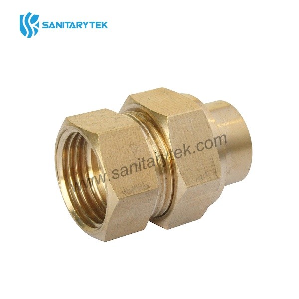 Brass straight union fitting in 3 pieces FxC