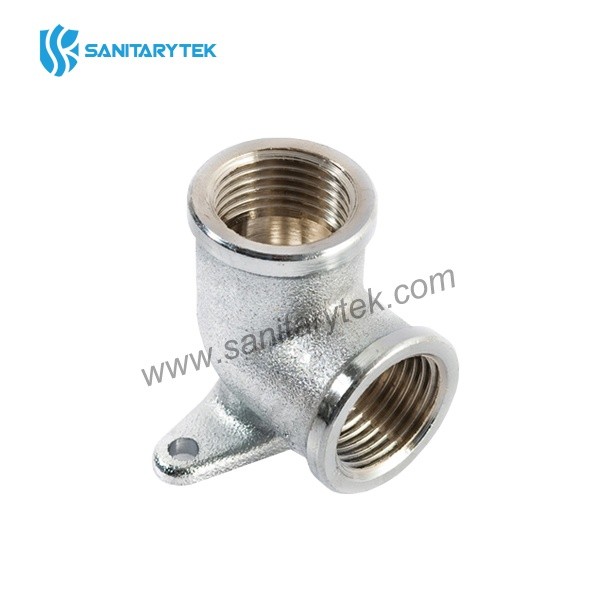 Brass wall plate elbow 90° f/f nickel plated - Image 2
