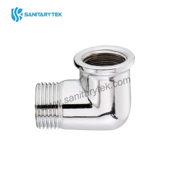 Chrome-plated brass elbow 90° M/F